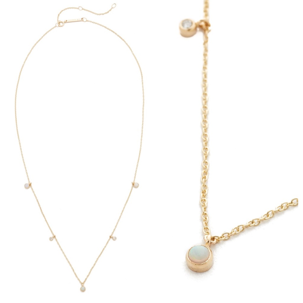 Zoe Chicco 14K YG Opal + Diamond Station Necklace